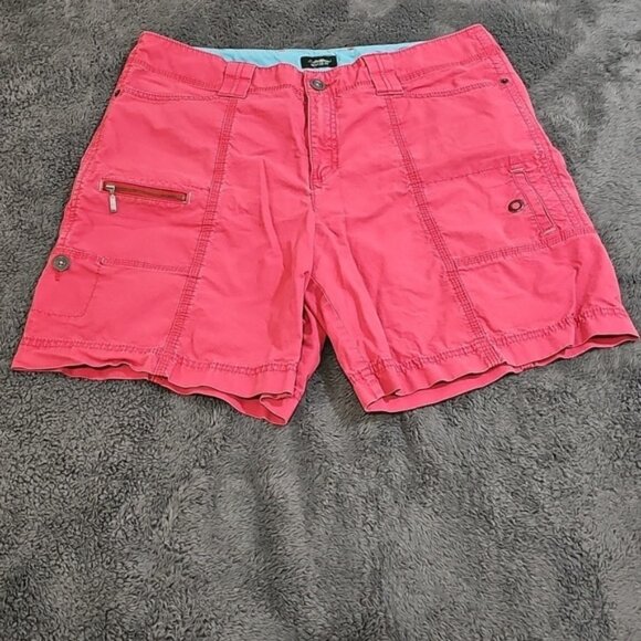 Eddie Bauer Cotton Ripstop Hiking Shorts Red Pink Plus Size 14 - Picture 2 of 9